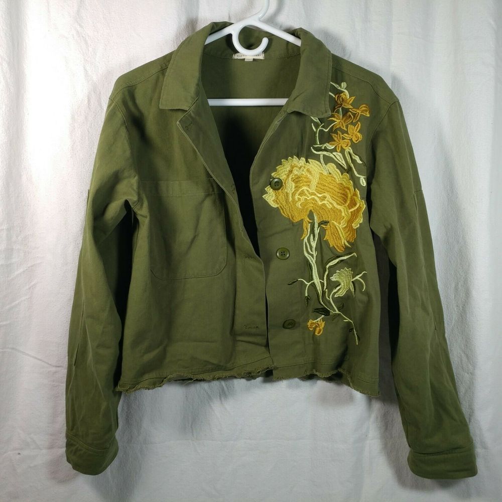 stevie hender M crop jacket embroidered raw hem